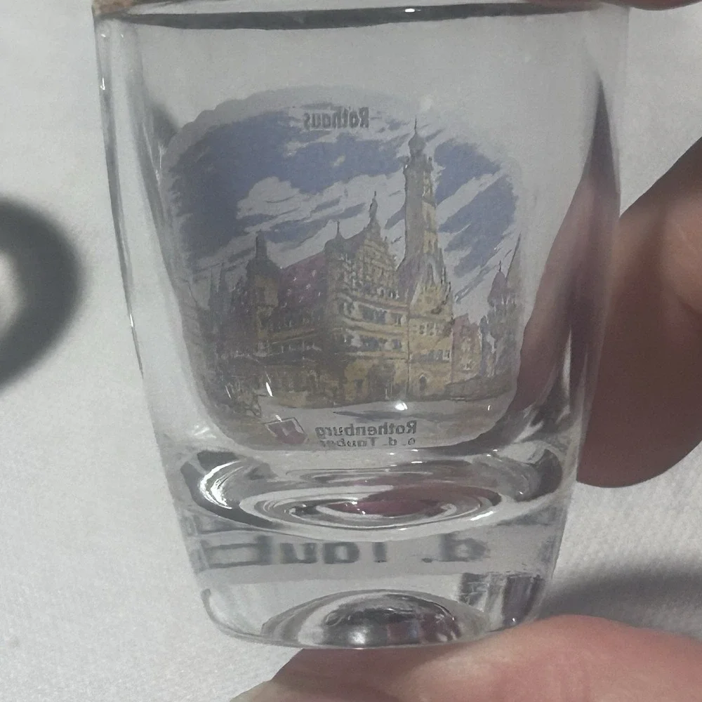 Vintage 2 Gold Rim German Shot Glasses Rüdesheim a.Rh.Drosselgasse + Rudesheim
